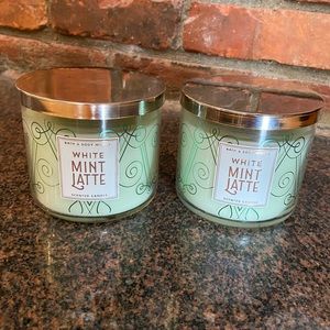Lot of (2) Bath & Body Works White Mint Latte Candles - Brand New